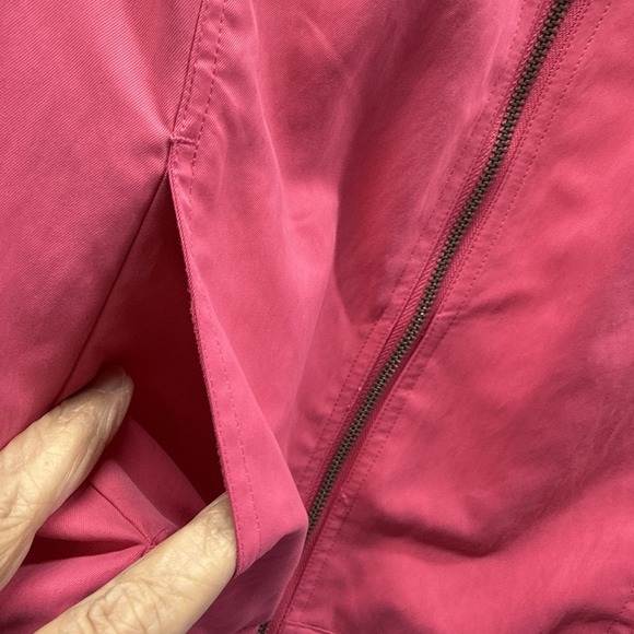 Chicos Jacket Size XL Solid Pink Full Zipper Pockets 3/4 Sleeves Nylon Polyester - Picture 6 of 9